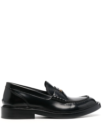 Versace Medusa-head Leather Loafers In Black