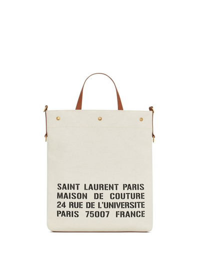 Saint Laurent 模板logo帆布托特包 In Neutrals