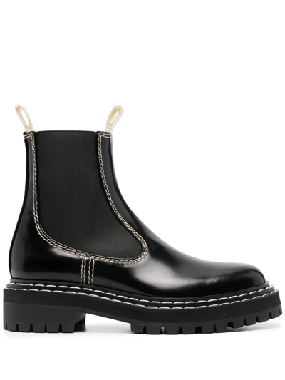 Proenza Schouler Topstitched Leather Chelsea Boots In Black
