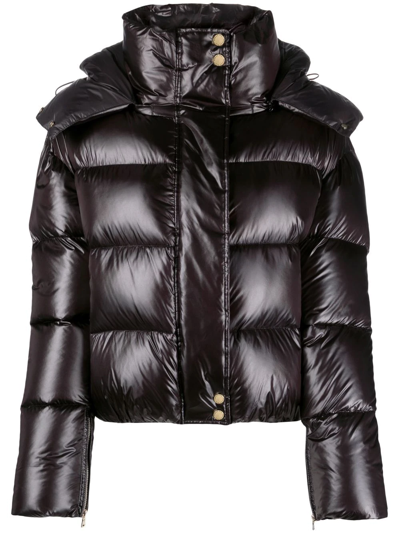 Patrizia Pepe Hooded Puffer Jacket In Nero