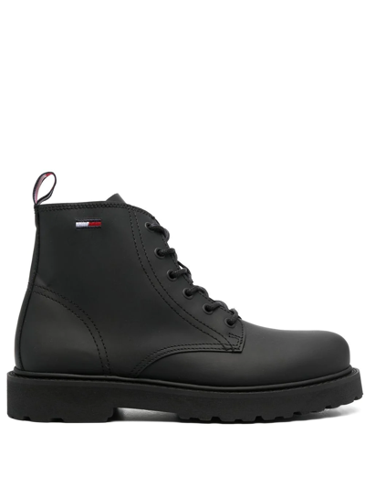 Tommy Jeans Lace-up Ankle Boots In Black