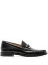 Fendi Ff-plaque Leather Loafers In Black