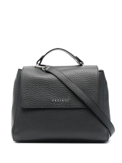 Orciani Grained Leather Crossbody Bag In Schwarz