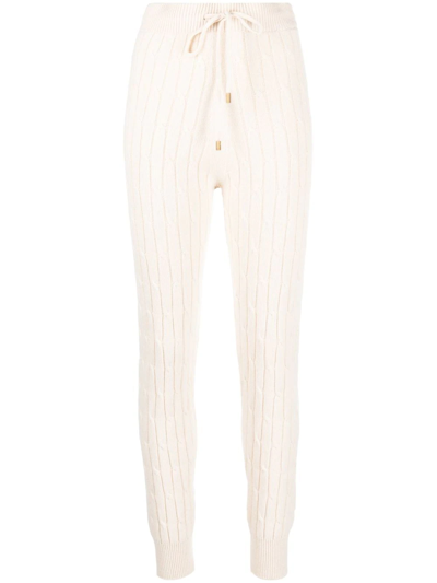 Peserico Rib-knit Drawstring Trousers In Nude