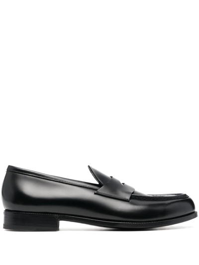 Lidfort Penny Slot Leather Loafers In Black