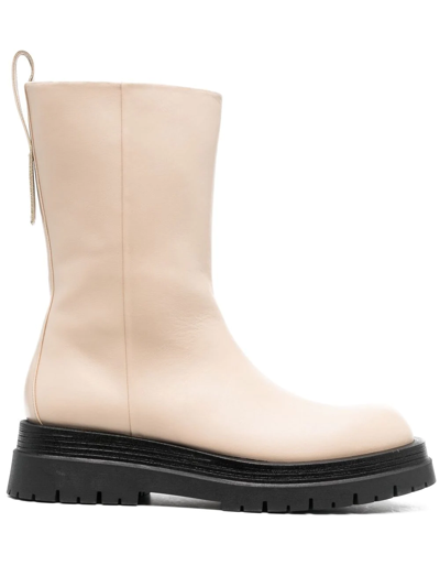 Peserico Side-zip Leather Boots In Nude