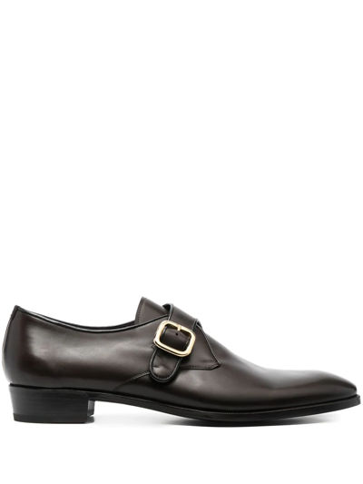 Lidfort Monk Strap Leather Shoes In Braun