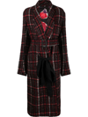 Marni Reversible Madras Coat With Double Belt In Red
