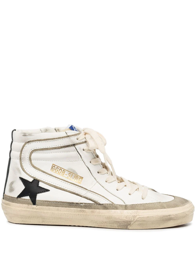 Golden Goose White Slide High-top Sneakers In White Yellow Black