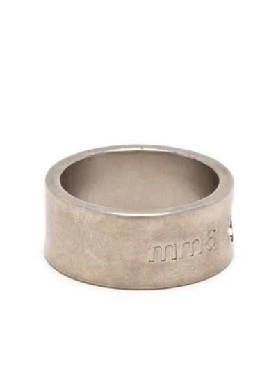 Mm6 Maison Margiela Engraved Matte Ring In Silber