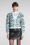 Alessandra Rich Zebra-print V-neck Cardigan In Green