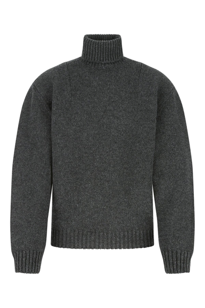 Prada Grey Wool Turtleneck Sweater In Pink