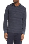 Vince Thermal Stretch Cotton Blend Hoodie In Heather Black