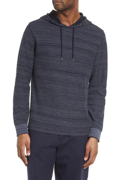 Vince Thermal Stretch Cotton Blend Hoodie In H Coastal/ Coastal