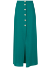 ADRIANA DEGREAS BUTTONED-UP STRETCH-LINEN FULL SKIRT