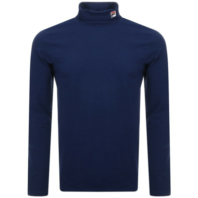 Fila Vintage Long Sleeve Roll Neck T Shirt Navy