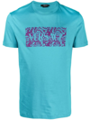 Versace Logo-print Short-sleeved T-shirt In Light Blue