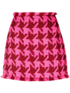 Versace Macro Check Virgin Wool Blend Tweed Miniskirt In Rosa