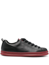Camper Runner Leather Sneaker In Black Burgundy