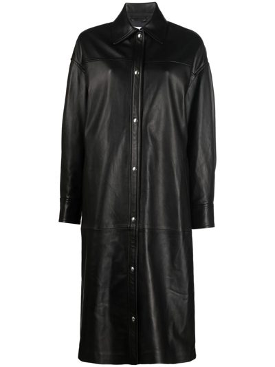 Iro Rajan Oversized Leather Coat In Black