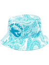 Etro Liquid Paisley Bucket Hat With Cube Logo In Blau