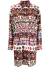 Dsquared2 Midi Shirt Dress With Multicolored Print In Mehrfarbig