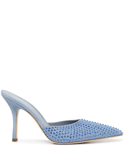 Paris Texas Hollywood 95mm Crystal-embellished Mules In Light Sapphire