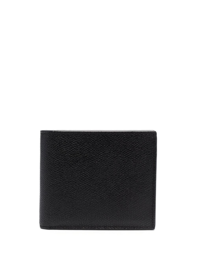 Valextra Pebbled Folding Wallet In Black