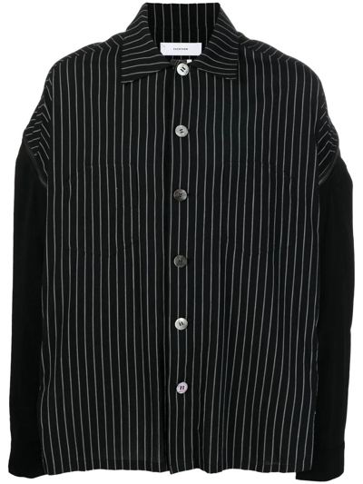 Facetasm Zip-sleeve Striped Shirt In Schwarz