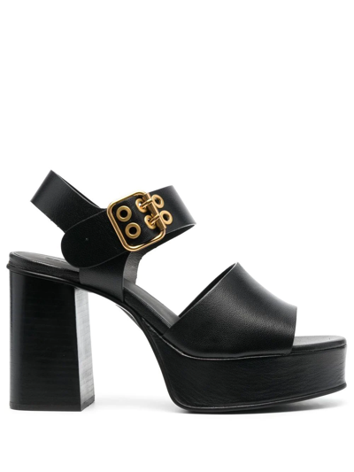See By Chloé Lexy Leather Buckle Platform Sandals In Black