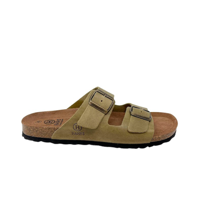 Hanks Brand Bio Isquia Sandal Made In Leather In Green