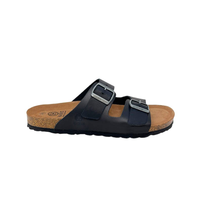 Hanks Brand Bio Isquia Sandal Made In Leather In Black