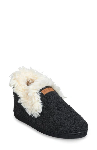 Gaahuu Knit & Faux Fur Slipper In Charcoal Grey