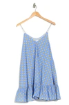 Caroline Constas Laurel Polka Dot Trapeze Dress In Blue/ Yellow Polka Dot
