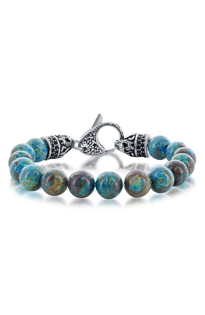 Blackjack Stainless Steel Apatite Beaded Bracelet In Blue