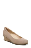 Dr. Scholl's Be Ready Womens Faux Suede Slip On Wedge Heels In Taupe Fabric