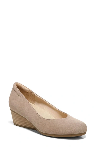 Dr. Scholl's Be Ready Wedge Heel In Taupe Fabric