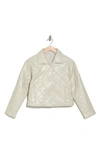 Noize Cropped Quilted Faux Leather Jacket In White