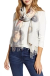 Nordstrom Tissue Print Wool & Cashmere Wrap Scarf In Grey Watermark Print