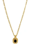 ADORNIA WATER RESISTANT 14K GOLD PLATED ONYX PENDANT NECKLACE