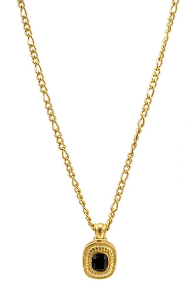 Adornia 14k Gold Plated Onyx Pendant Necklace In Yellow