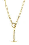 ADORNIA 14K GOLD PLATED WATER RESISTANT PAPER CLIP CHAIN LARIAT NECKLACE
