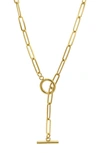 Adornia Tarnish Resistant 14k Gold Plated Slide Thru Paper Clip Chain Lariat In Yellow