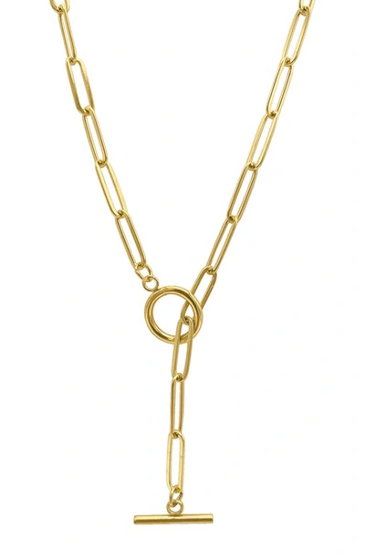 ADORNIA ADORNIA 14K GOLD PLATED WATER RESISTANT PAPER CLIP CHAIN LARIAT NECKLACE