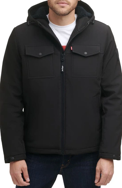 Levi's® Soft Shell Faux Shearling Lined Jacket In Black