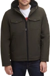 Levi's Soft Shell Faux Shearling Lined Jacket In Olive