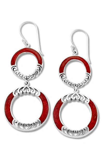 Samuel B. Sterling Silver & Coral Circle Link Earrings In Red