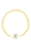 Sphera Milano Sterling Silver & Cz Evil Eye Stretch Bracelet In Yellow Gold