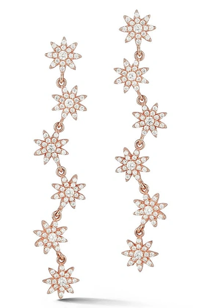 Sphera Milano Sterling Silver & Cz Star Drop Earrings In Rose Gold