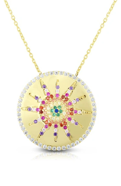 Sphera Milano 14k Gold Plated Sterling Silver & Cz Rainbow Star Necklace In Yellow Gold